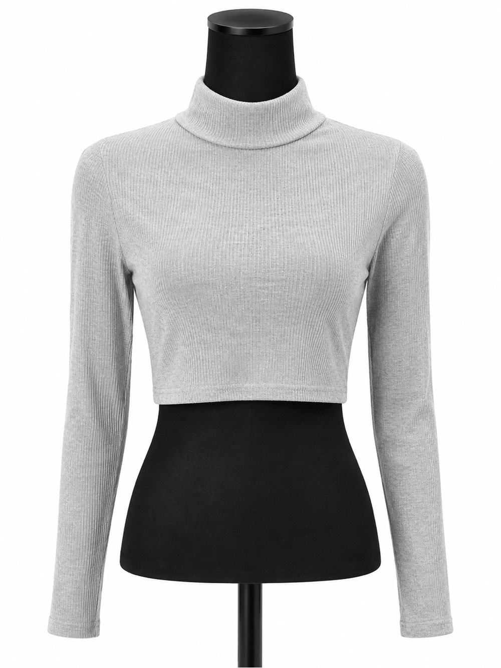 Gray Women's Turtleneck Crop Top